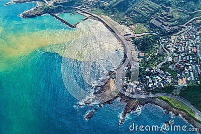 Yinyang Sea Aerial View - Famous travel destinations of Taiwan, panoramic birdâ€™s eye view. Stock Photo